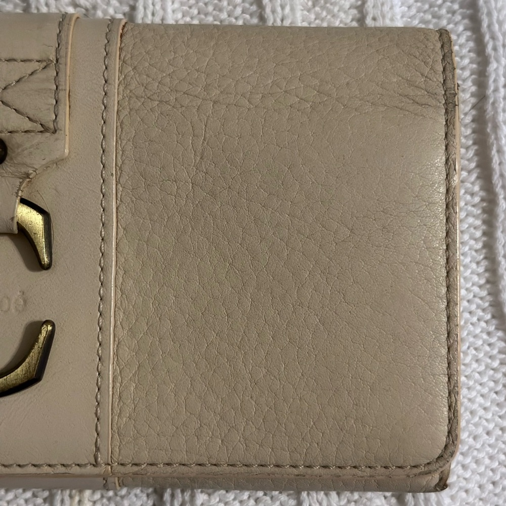 Chloé Beige Leather Long Wallet with Gold C - Picture 5 of 12